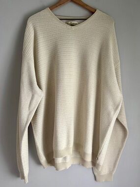 Tommy Bahama Y2K 2000’s Beige Long Sleeve V-Neck Sweater Big & Tall Size XXL